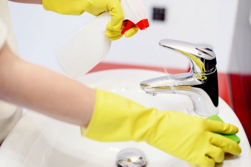Professional steam extraction cleaning of a staircase runner