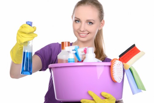 Office cleaning checklist and cleaning supplies for a Mayfair office